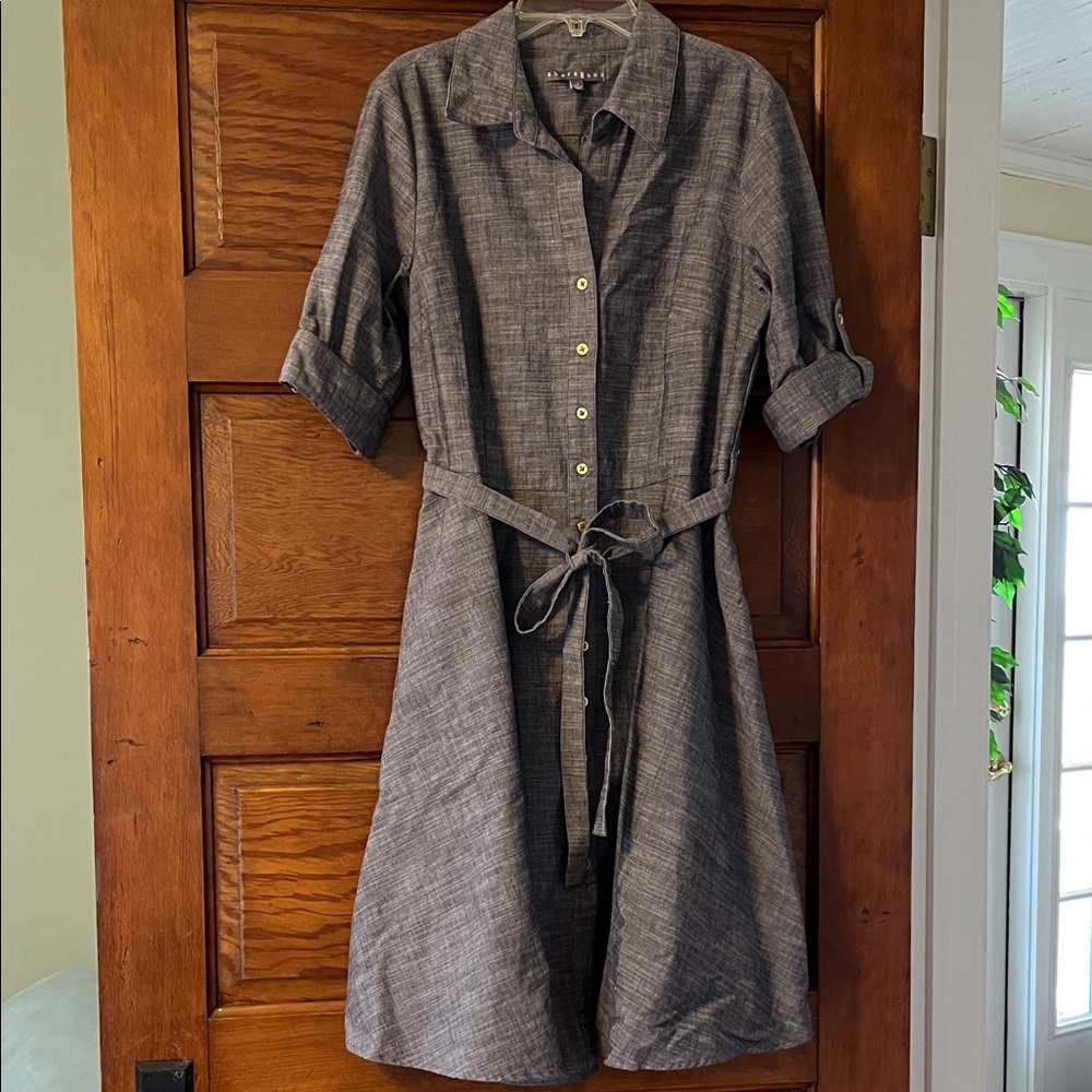 Sharagano Charcoal Tie Waist Shortsleeved Dress
